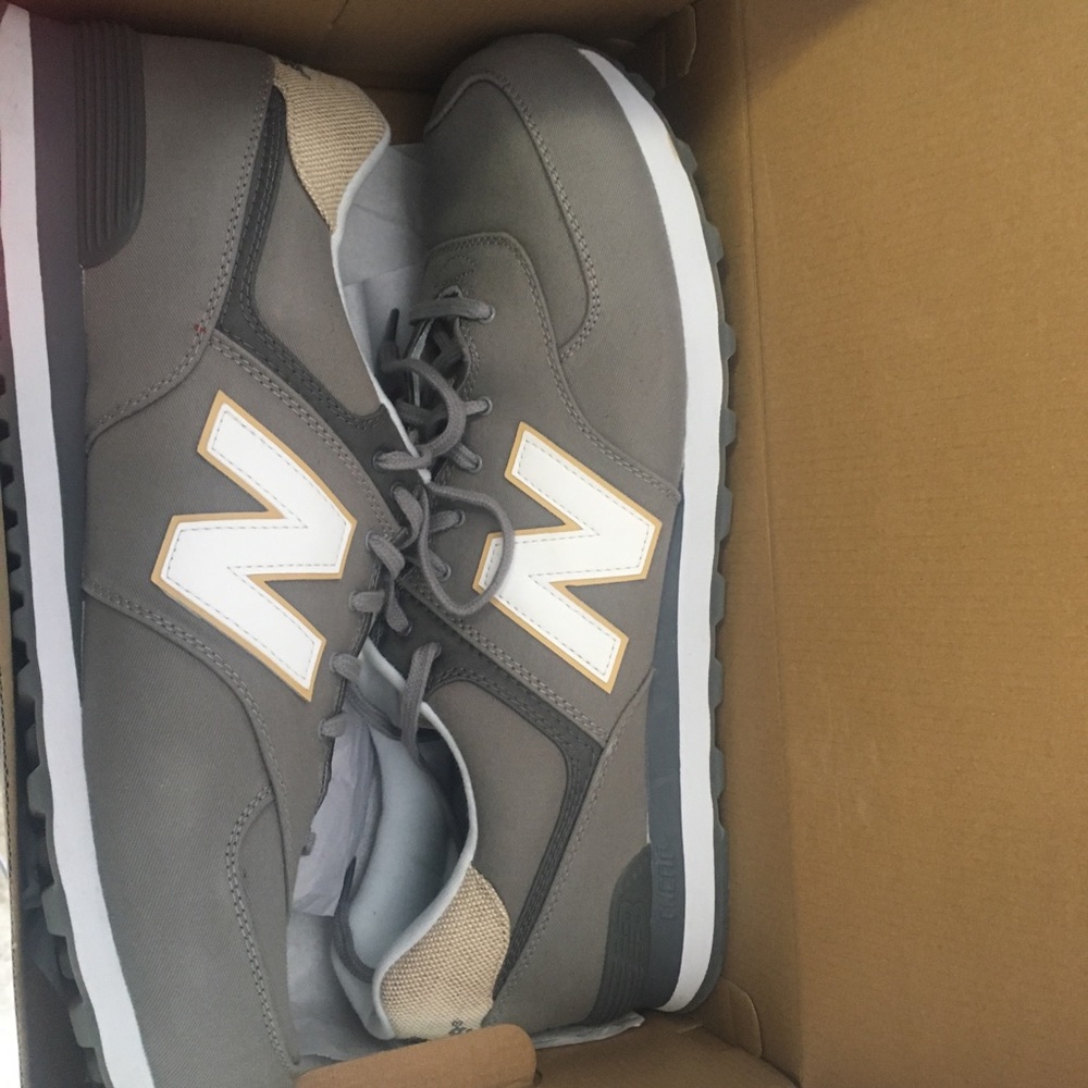Men's New Balance 574 Sneakers in Grey and Mustard